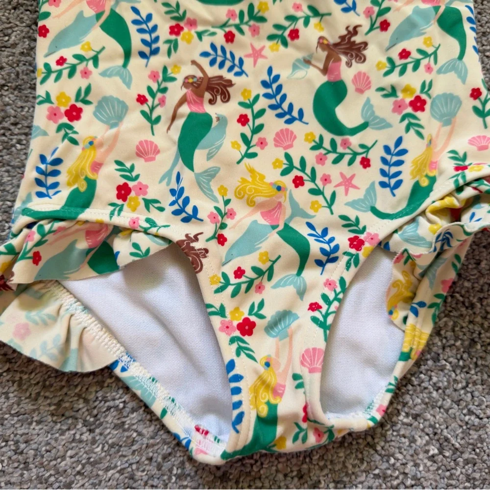 Mini Boden Halterneck Mermaid Swimsuit Ruffle Trim Size 2-3 Years Beach